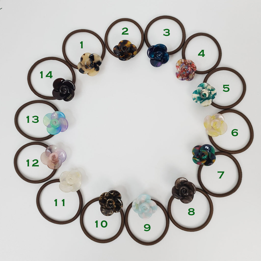 Leopard Marble Flower Hair Tie / Tortoise Shell Small Ponytail Holder / Hair Accessory for Woman / French Hair Pin