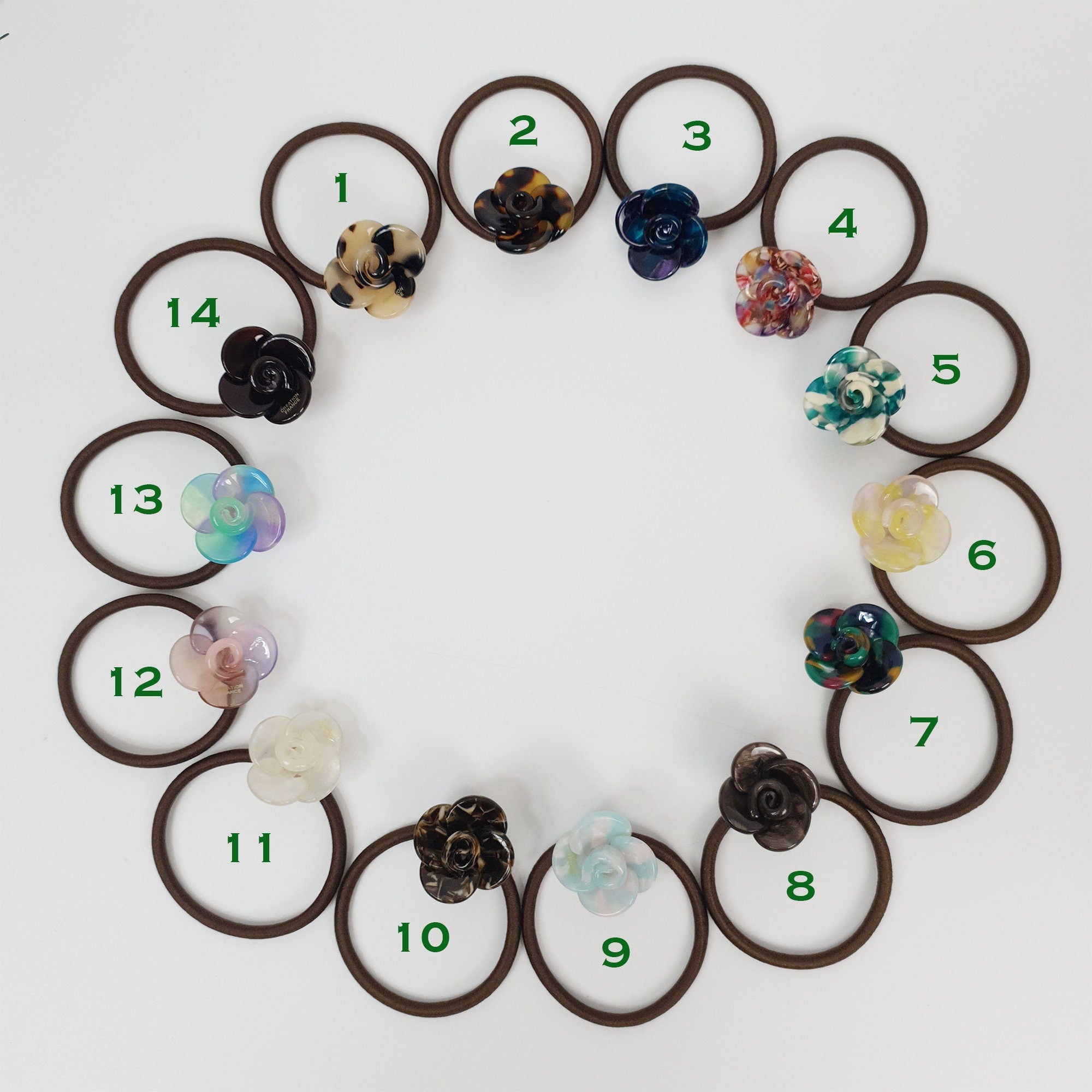 Leopard Marble Flower Hair Tie / Tortoise Shell Small Ponytail Holder / Hair Accessory for Woman / French Hair Pin