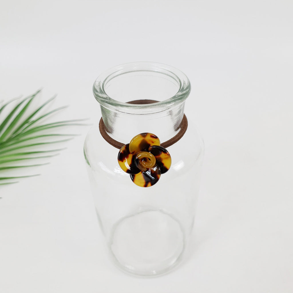 Leopard Marble Flower Hair Tie / Tortoise Shell Small Ponytail Holder / Hair Accessory for Woman / French Hair Pin