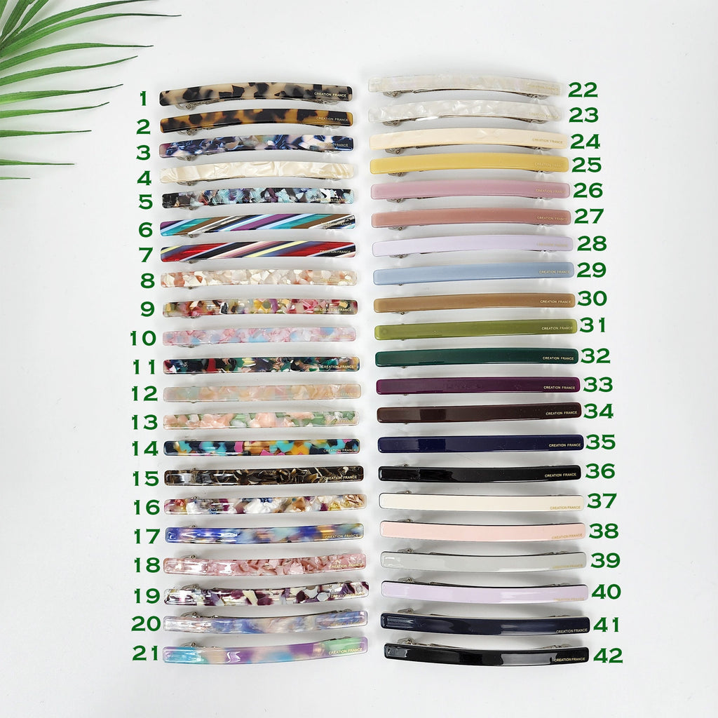 Cellulose Simple Slim Hair Barrette (4.1 Inch) / Tortoise Marble French Hair Pin / Hair Accessory for Woman / Automatic Hair Clip