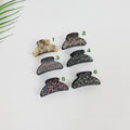 Luxurious Half Moon Hair Claw Clip with Cubic (1.8 Inch) / Tortoise Shell Small French Hair Pin / Bridal Hair Accessory for Woman