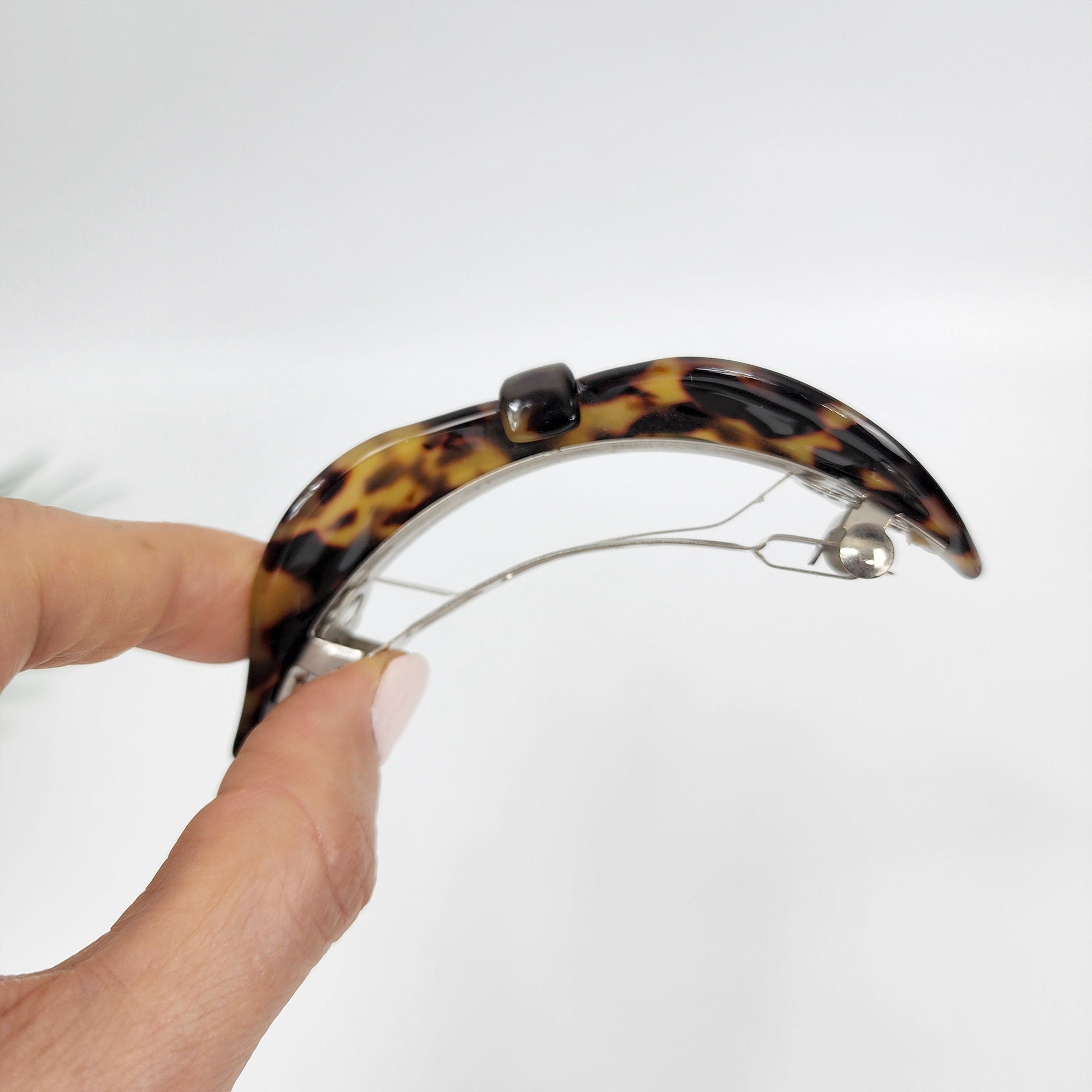 Leopard Lip Shape Hair Barrette (3.7 Inch) / Tortoise Shell French Hair Pin / Hair Accessory for Woman / Automatic Hair Clip