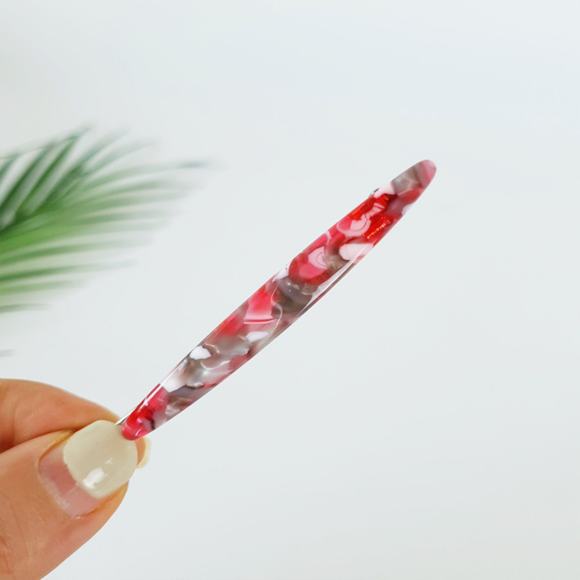 Leopard Marble Long Oval Bobby Pin (3.0 Inch) / Tortoise Shell French Hair Pin Clip / Hair Accessory for Woman / Bow Barrette