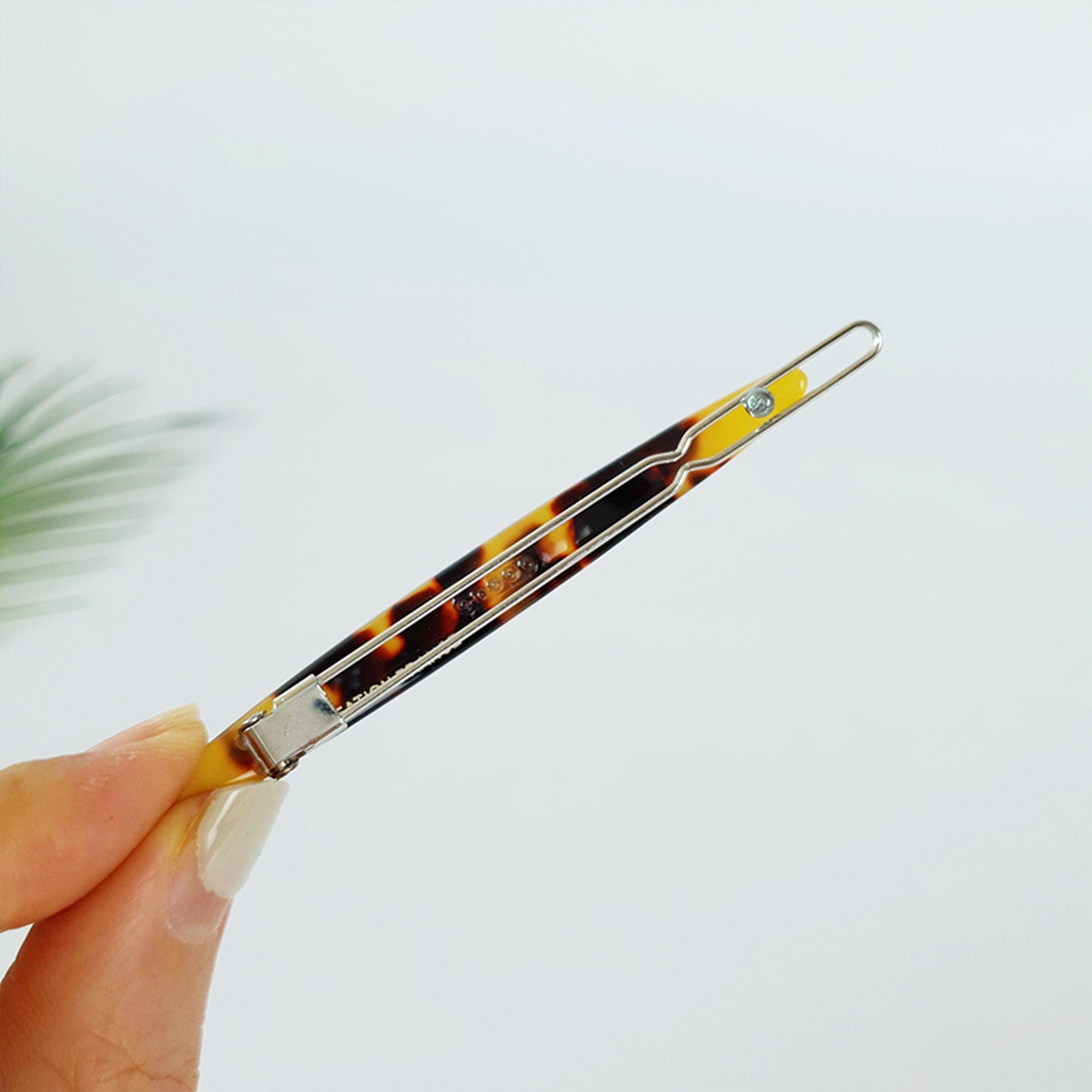 Leopard Marble Long Oval Bobby Pin (3.0 Inch) / Tortoise Shell French Hair Pin Clip / Hair Accessory for Woman / Bow Barrette