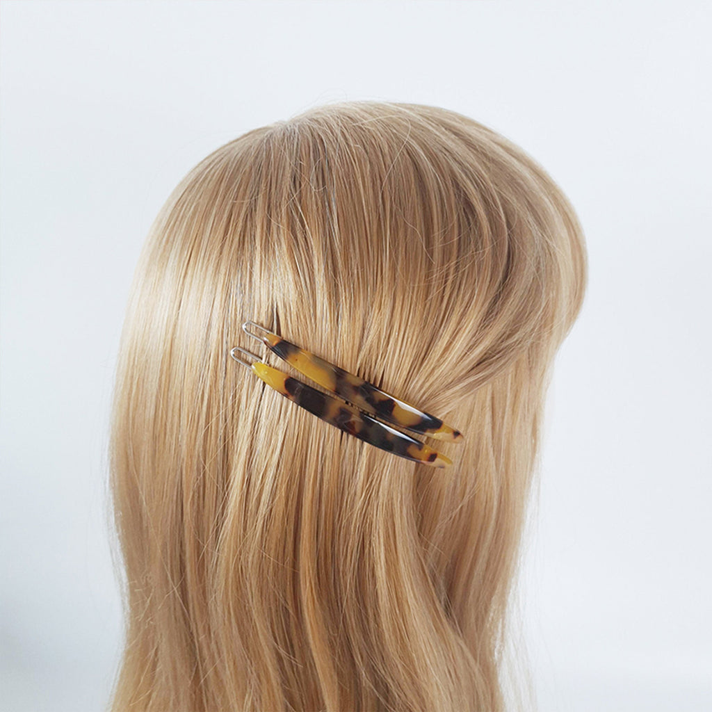 Leopard Marble Long Oval Bobby Pin (3.0 Inch) / Tortoise Shell French Hair Pin Clip / Hair Accessory for Woman / Bow Barrette