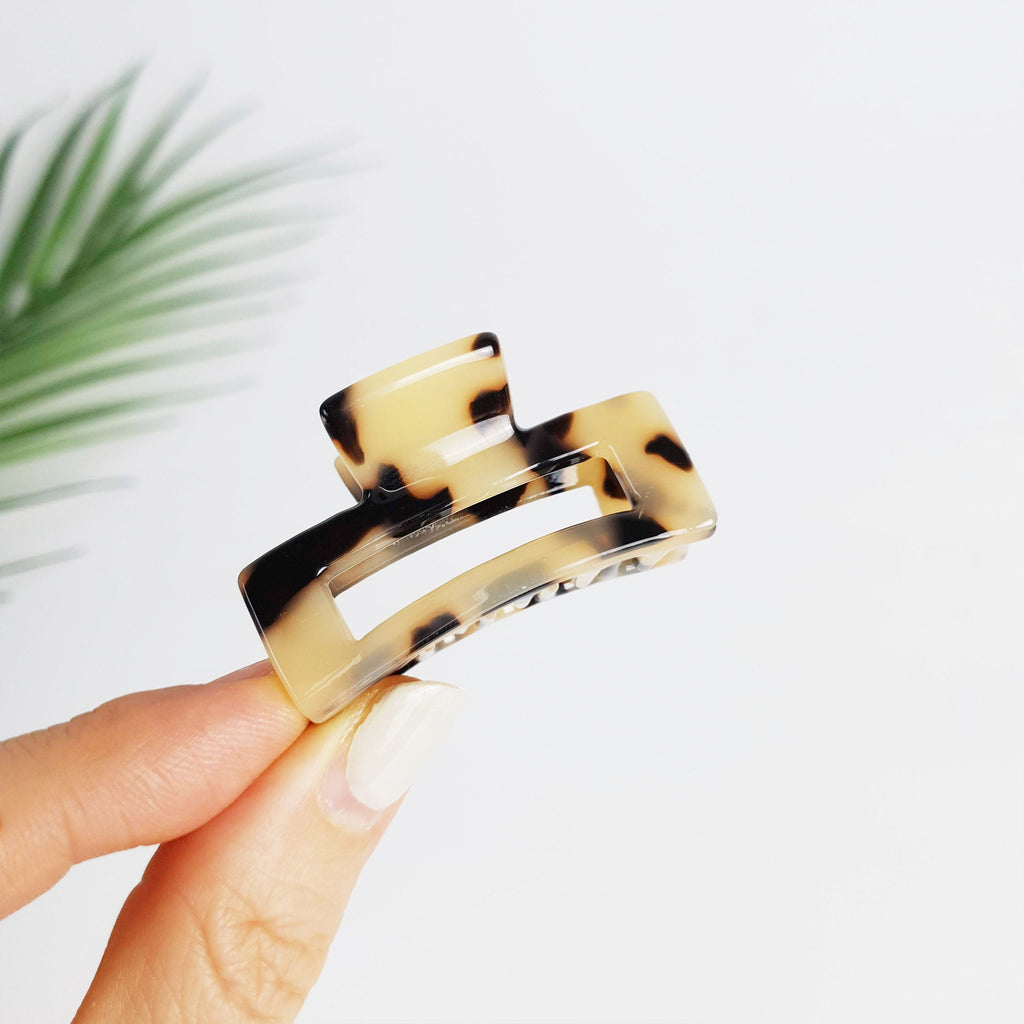 Leopard Square Small Hair Claw Clip / Tortoise Shell Mini French Pin / Hair Barrette for Woman / Mini Hair Clips