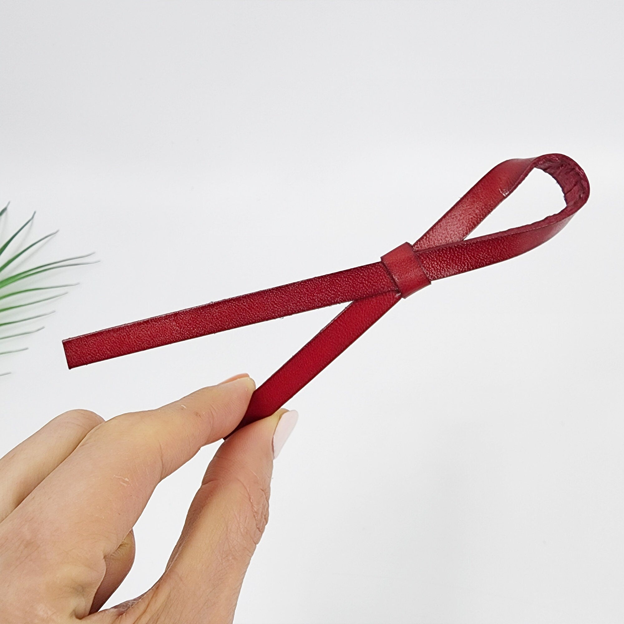 Real Leather Thin Long Ribbon Hair Barrette / Simple Ribbon Hair Pin / Hair Accessory for Woman / Automatic Hair Clip