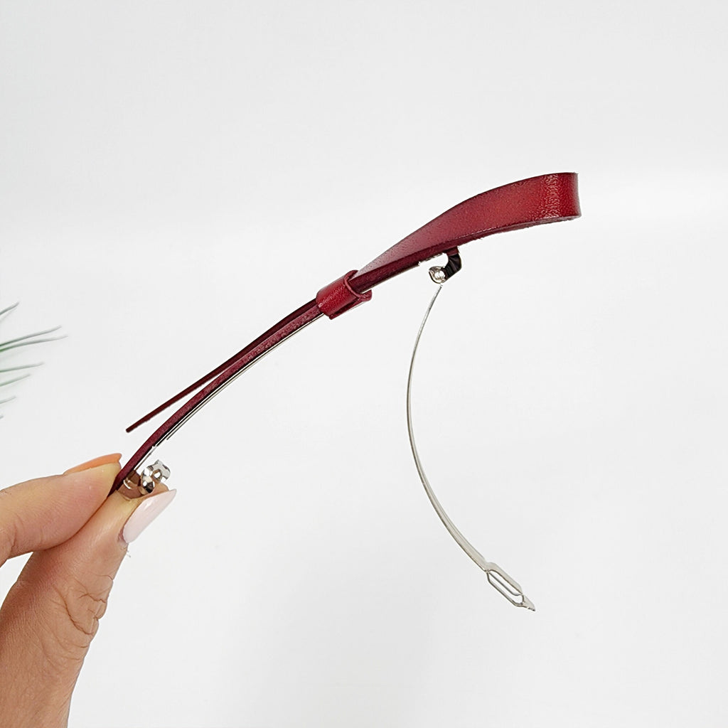 Real Leather Thin Long Ribbon Hair Barrette / Simple Ribbon Hair Pin / Hair Accessory for Woman / Automatic Hair Clip