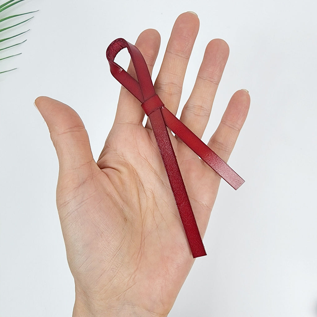 Real Leather Thin Long Ribbon Hair Barrette / Simple Ribbon Hair Pin / Hair Accessory for Woman / Automatic Hair Clip