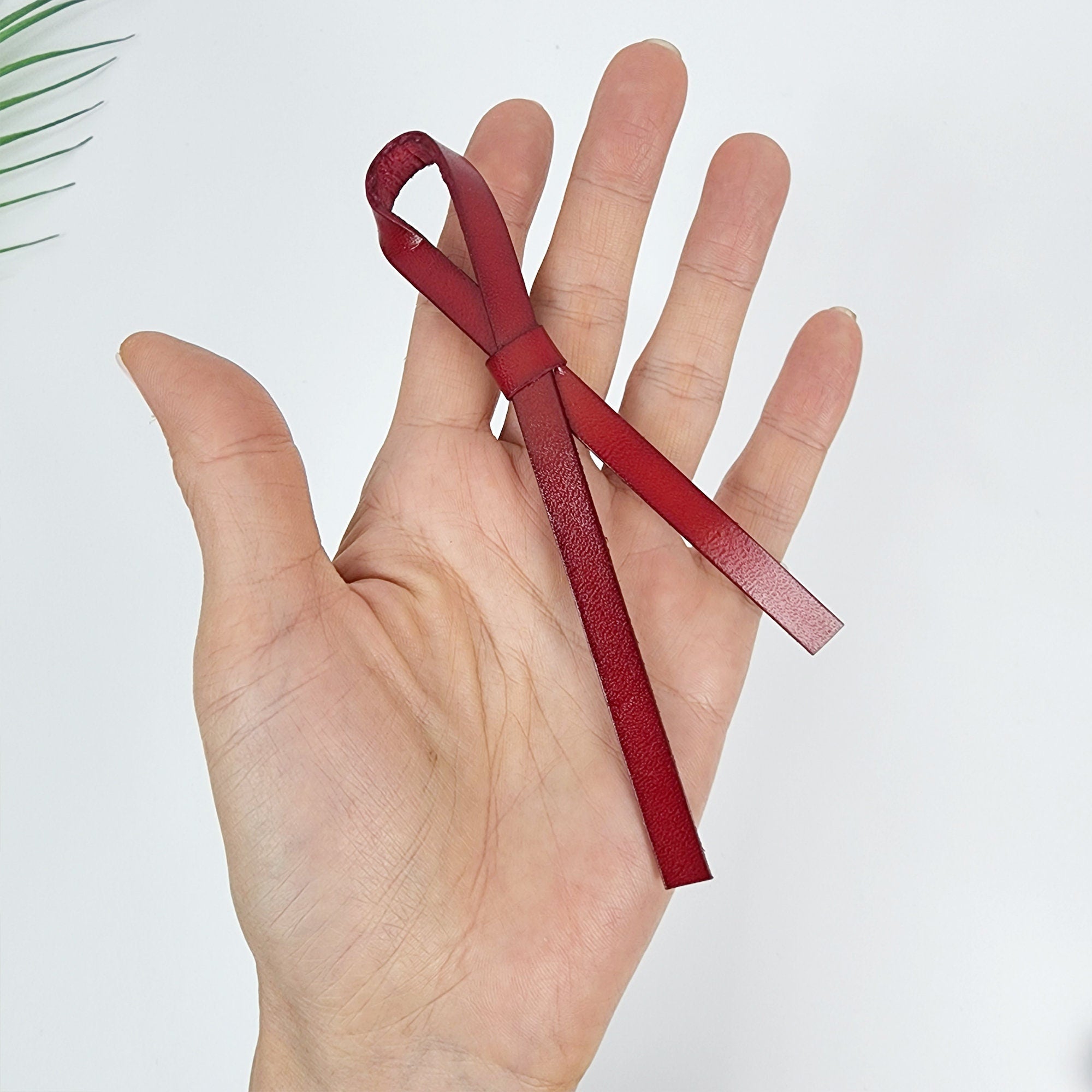 Real Leather Thin Long Ribbon Hair Barrette / Simple Ribbon Hair Pin / Hair Accessory for Woman / Automatic Hair Clip