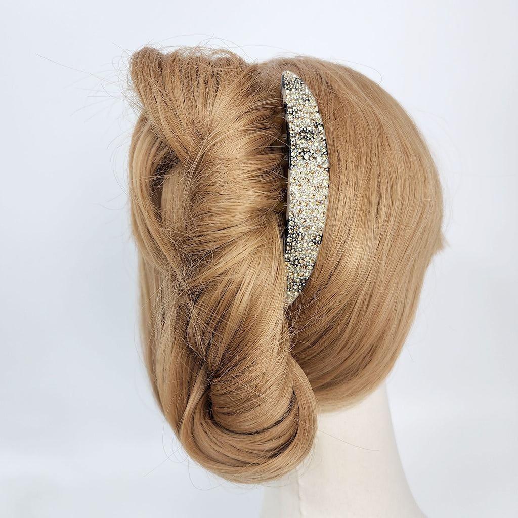 Leopard Black Wide Cubic Stone Non-slip Hair Comb Pin / Luxurious French Hair Pin / Hair Stick for Woman