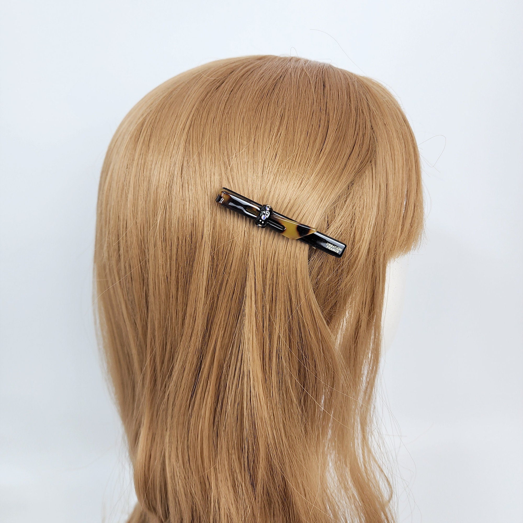 Cubic Point Mini Ribbon Hair Clip (2.6 Inch) / Small French Hair Pin / Alligator Clip for Woman