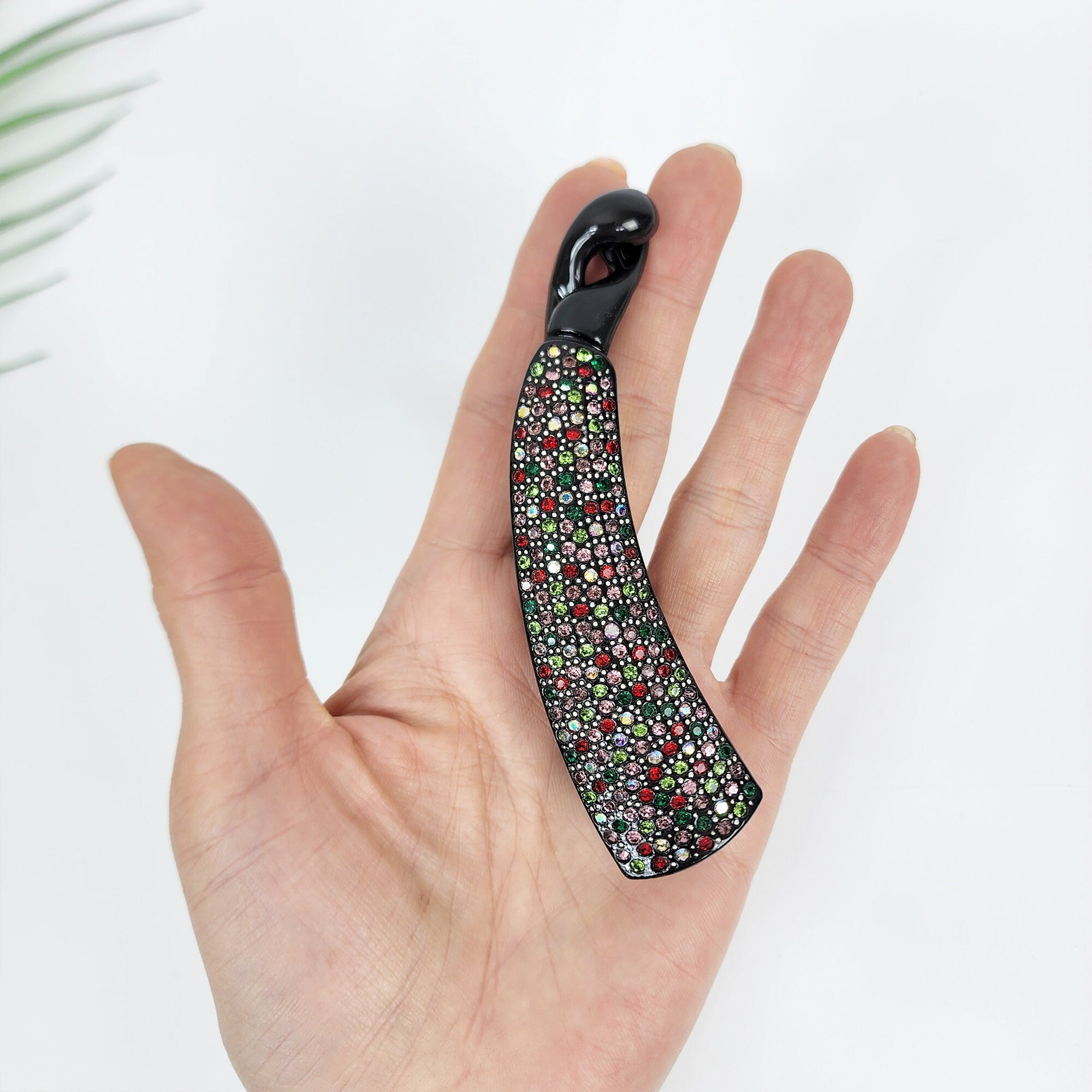 Leopard Black Basic Cubic Stone Banana Claw Clip / Luxurious French Pin / Hair Comb Barrette for Woman