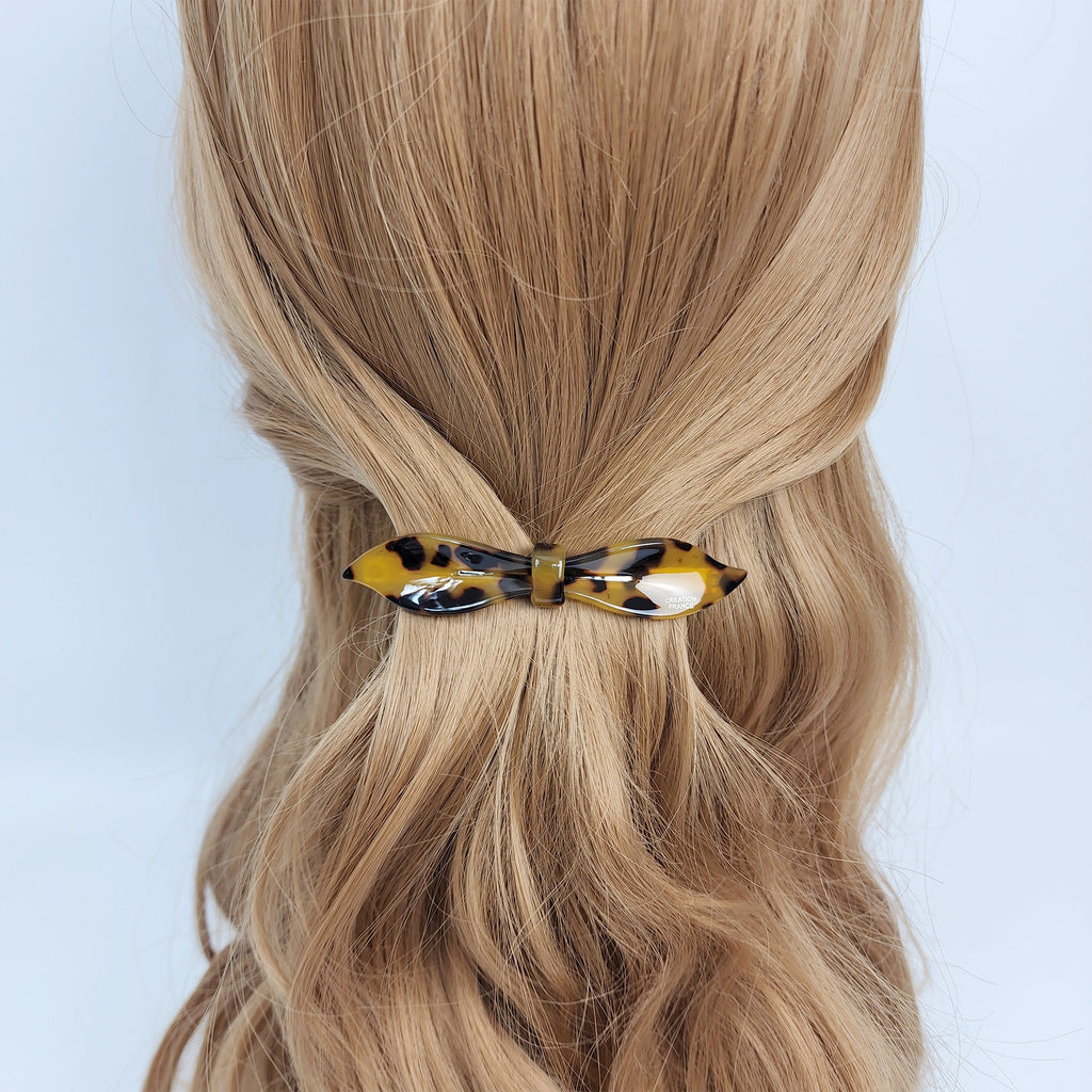 Pure Color Lip Shape Ribbon Hair Barrette (3.5 Inch) / Tortoise Shell French Hair Pin / Hair Accessory for Woman / Automatic Hair Clip