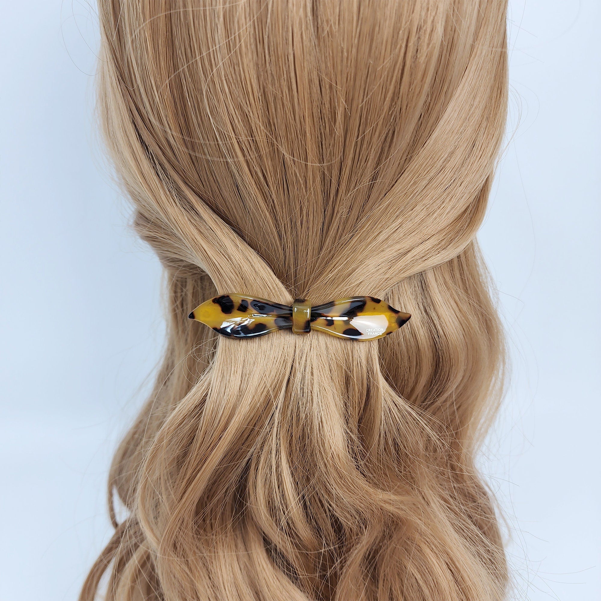 Pure Color Lip Shape Ribbon Hair Barrette (3.5 Inch) / Tortoise Shell French Hair Pin / Hair Accessory for Woman / Automatic Hair Clip