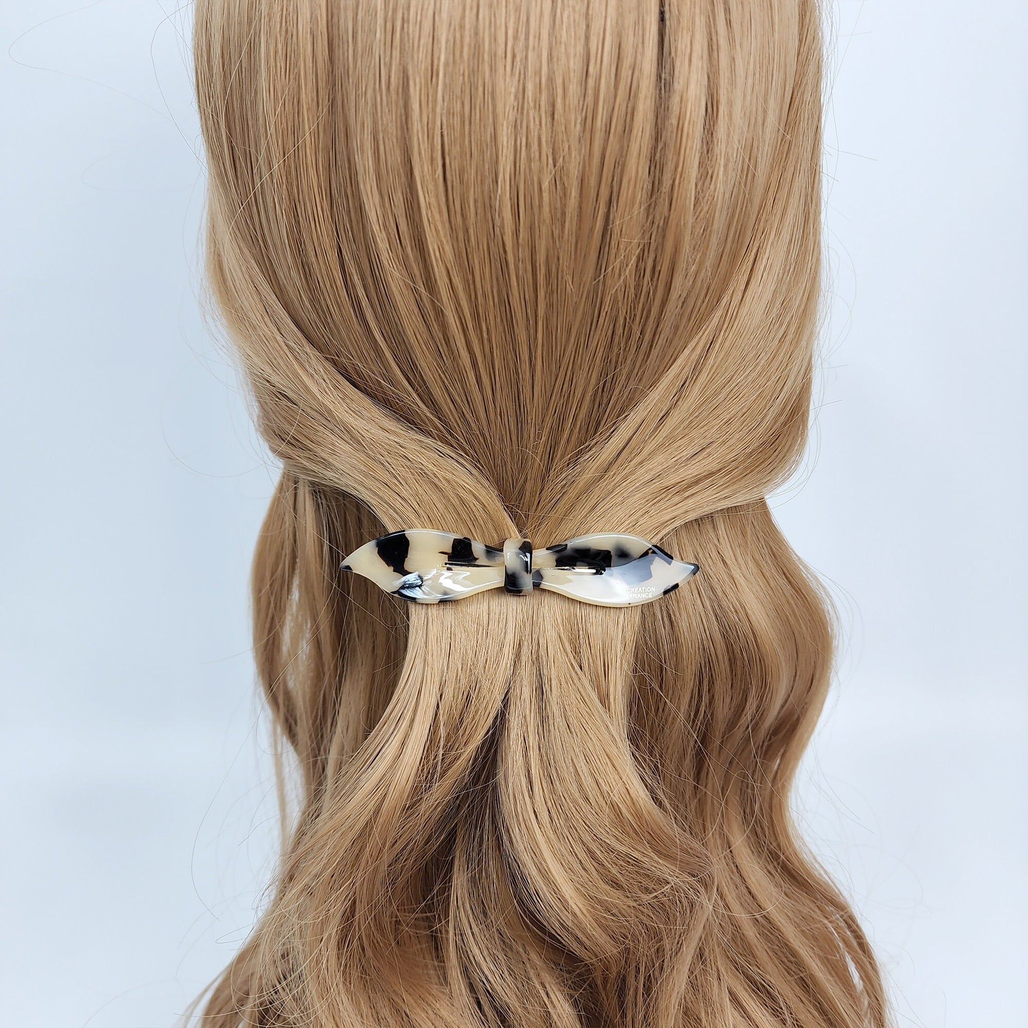 Pure Color Lip Shape Ribbon Hair Barrette (3.5 Inch) / Tortoise Shell French Hair Pin / Hair Accessory for Woman / Automatic Hair Clip
