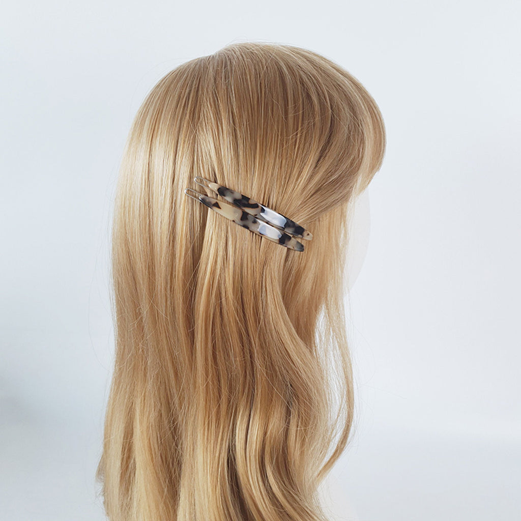 Leopard Marble Long Oval Bobby Pin (3.0 Inch) / Tortoise Shell French Hair Pin Clip / Hair Accessory for Woman / Bow Barrette