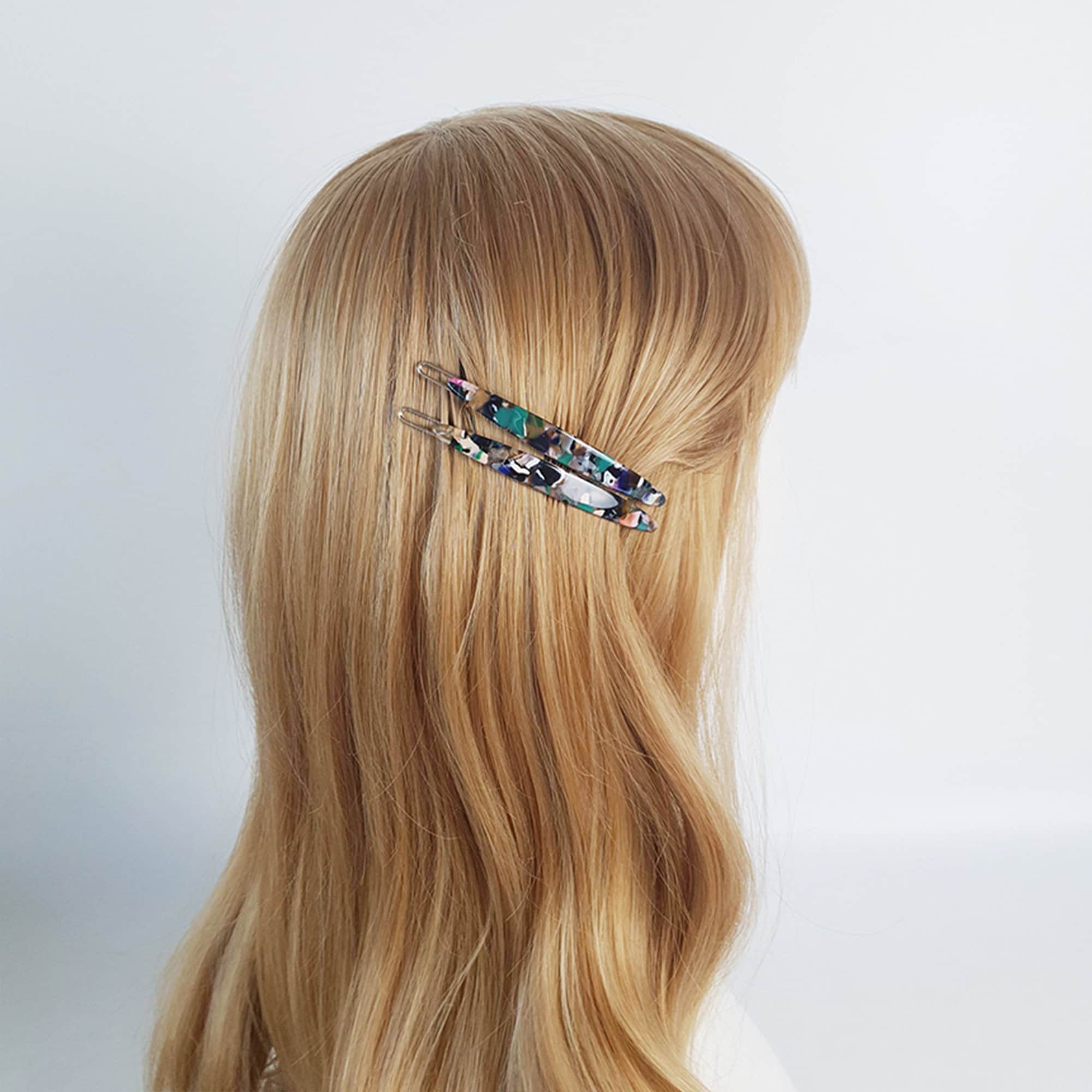 Leopard Marble Long Oval Bobby Pin (3.0 Inch) / Tortoise Shell French Hair Pin Clip / Hair Accessory for Woman / Bow Barrette