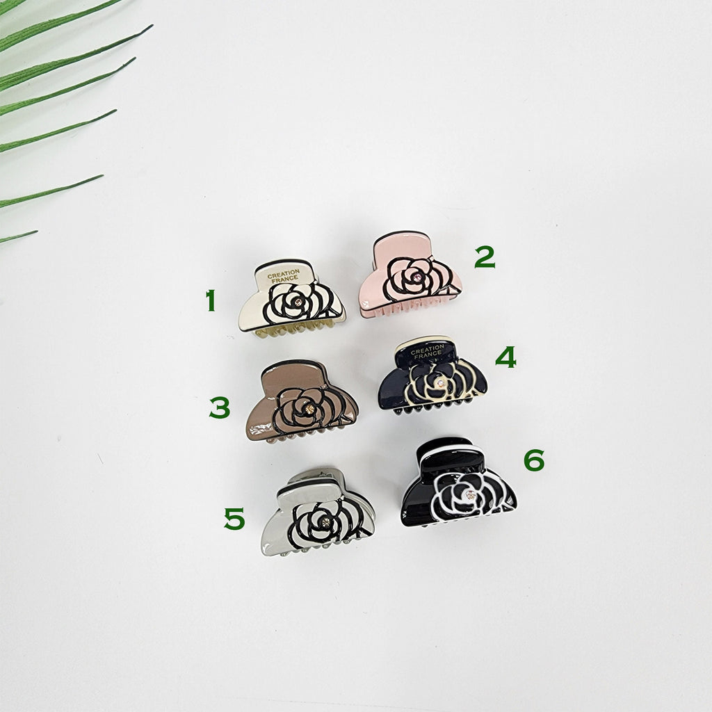 Camellia Flower Hair Clips (1.0 Inch) / Mini French Hair Pin / Small Floral Hair Clip / Hair Barrette for Woman