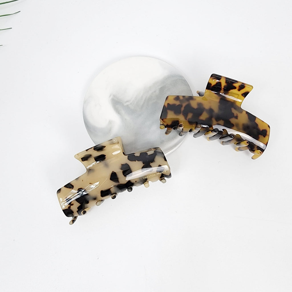 Leopard Marble Flat Hair Clip (3.3 Inch) / Tortoise Shell French Hair Pin / Hair Barrette for Woman
