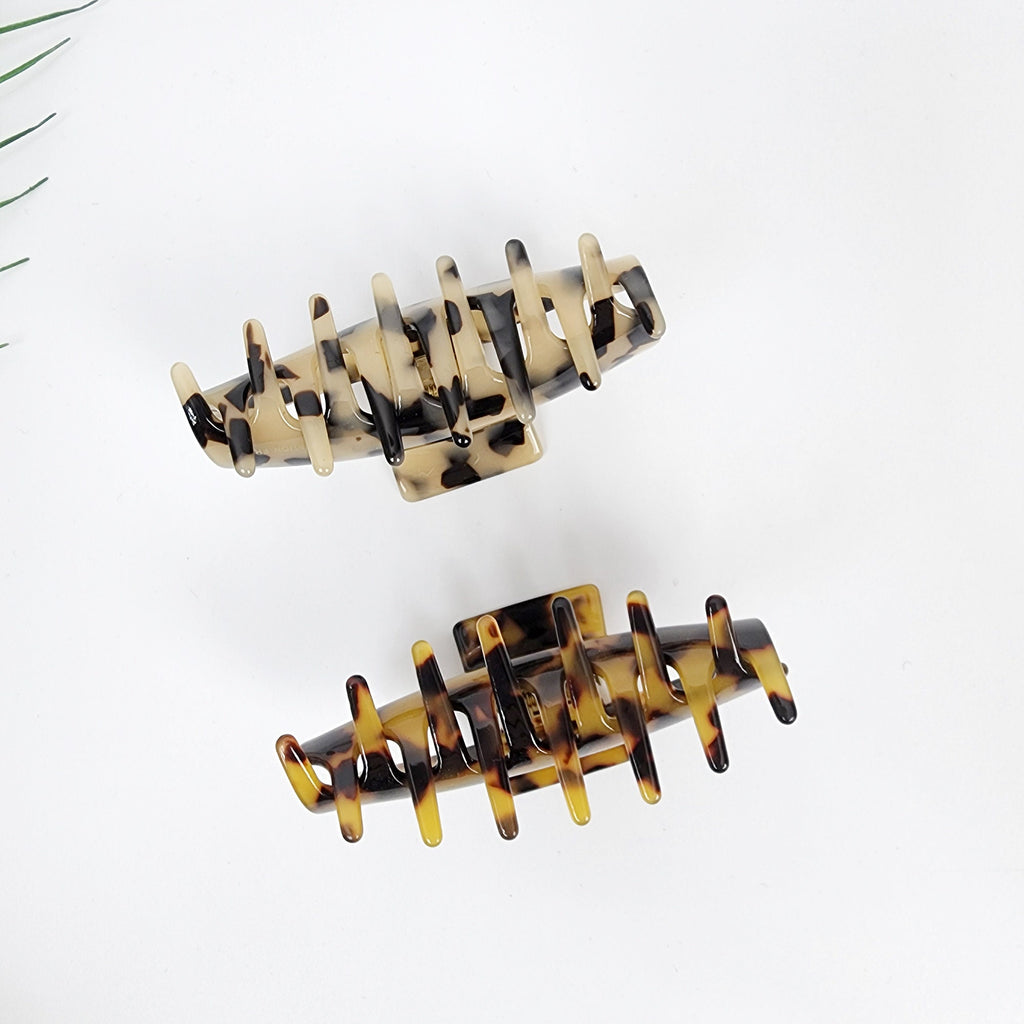 Leopard Marble Flat Hair Clip (3.3 Inch) / Tortoise Shell French Hair Pin / Hair Barrette for Woman