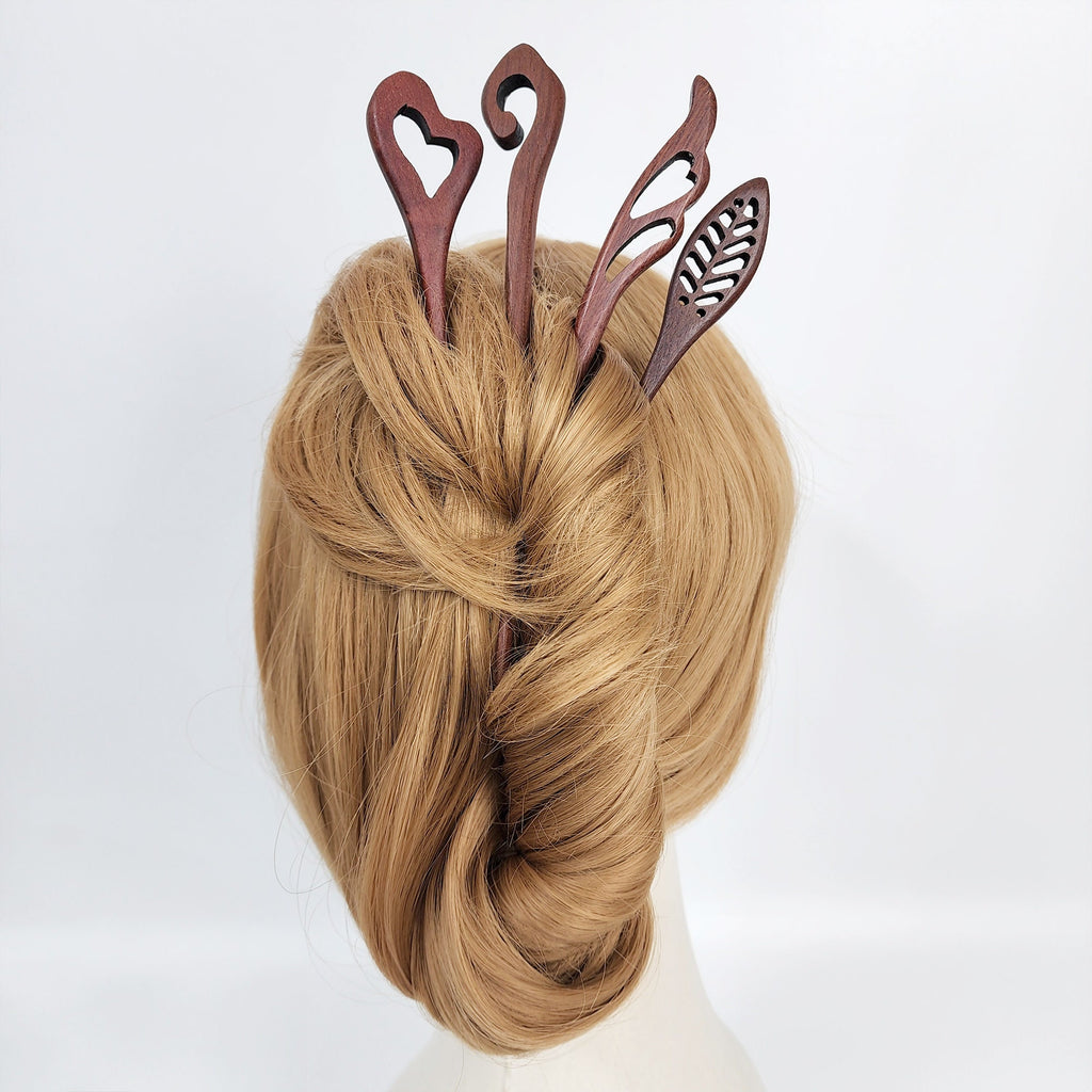 Real Wood Hair Stick (7.0 Inch) / Vintage French Hair Pin / Hair Fork for Thick Hair