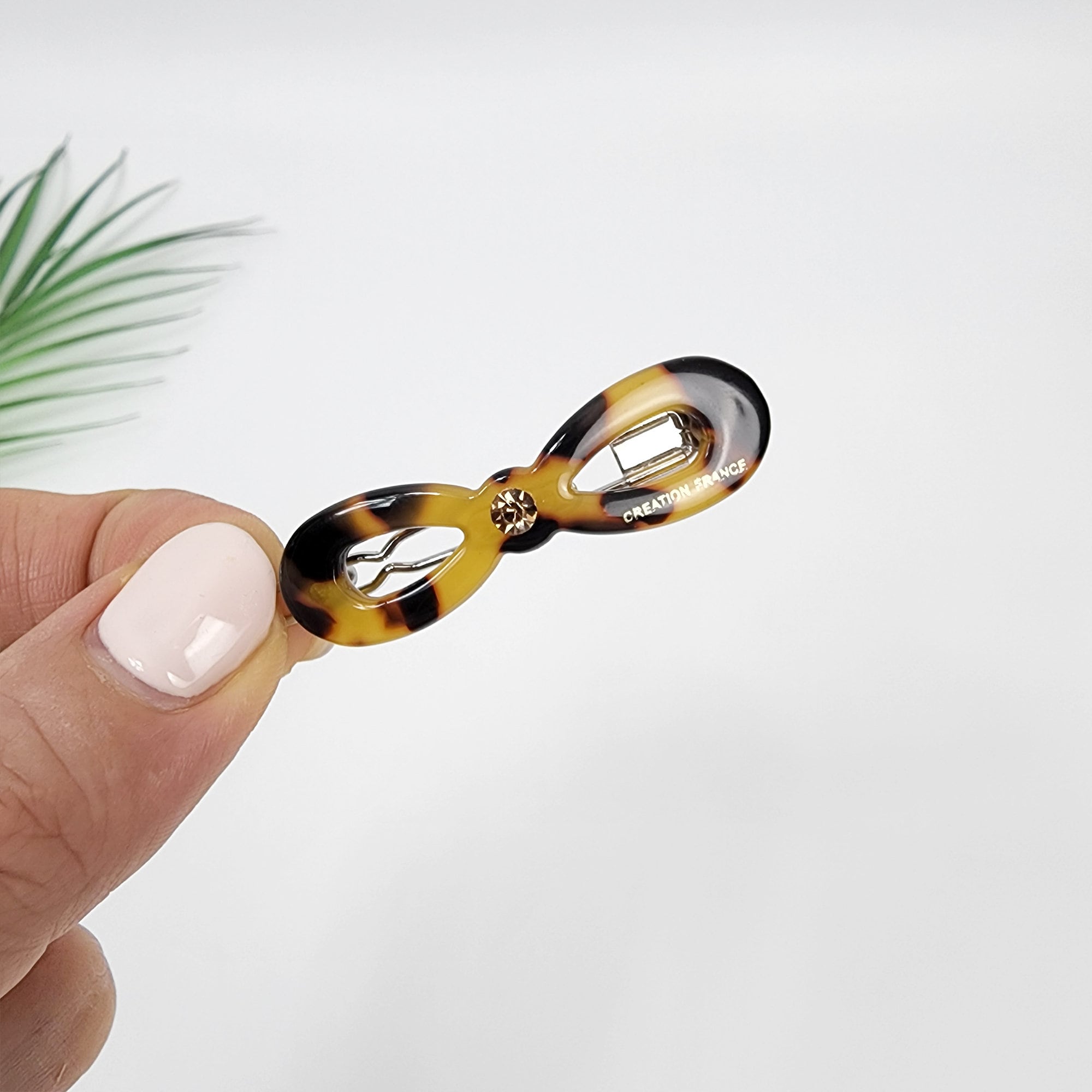 Leopard Marble Extra Mini Bobby Pin with Cubic (1.8 Inch) / Tortoise Marble French Hair Pin Clip / Hair Accessory for Woman / Bow Barrette