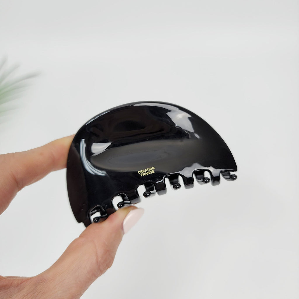 Chic Black Brown Round Pebble Hair Claw Clip (3.1 Inch) / Luxurious French Hair Pin / Hair Accessory for Woman