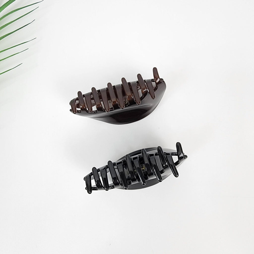 Chic Black Brown Round Pebble Hair Claw Clip (3.1 Inch) / Luxurious French Hair Pin / Hair Accessory for Woman