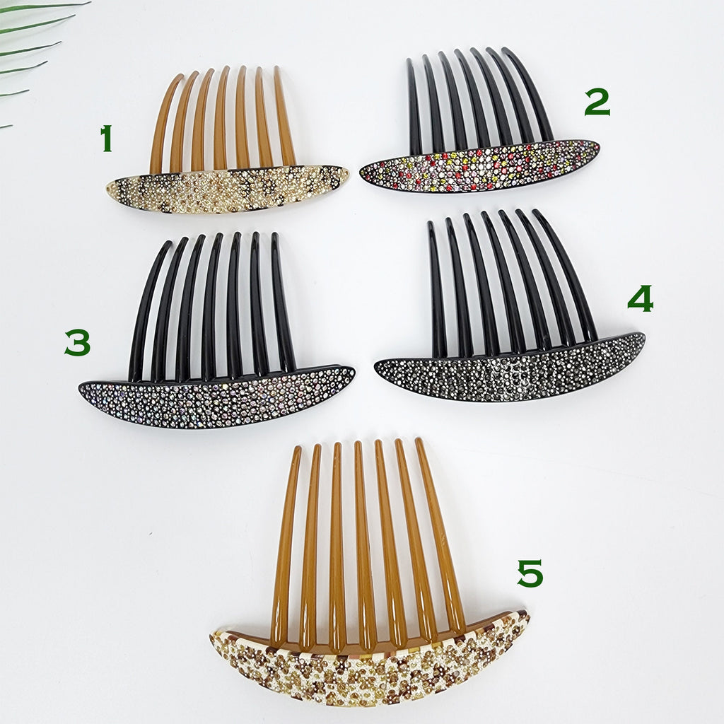 Leopard Black Wide Cubic Stone Non-slip Hair Comb Pin / Luxurious French Hair Pin / Hair Stick for Woman