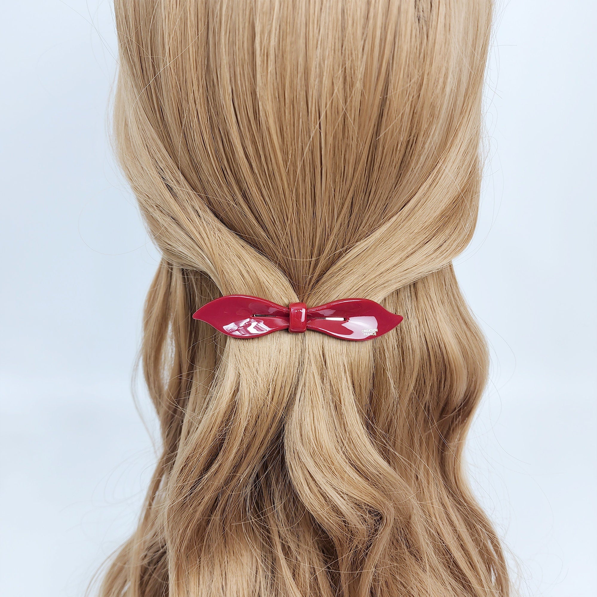 Pure Color Lip Shape Ribbon Hair Barrette (3.5 Inch) / Tortoise Shell French Hair Pin / Hair Accessory for Woman / Automatic Hair Clip