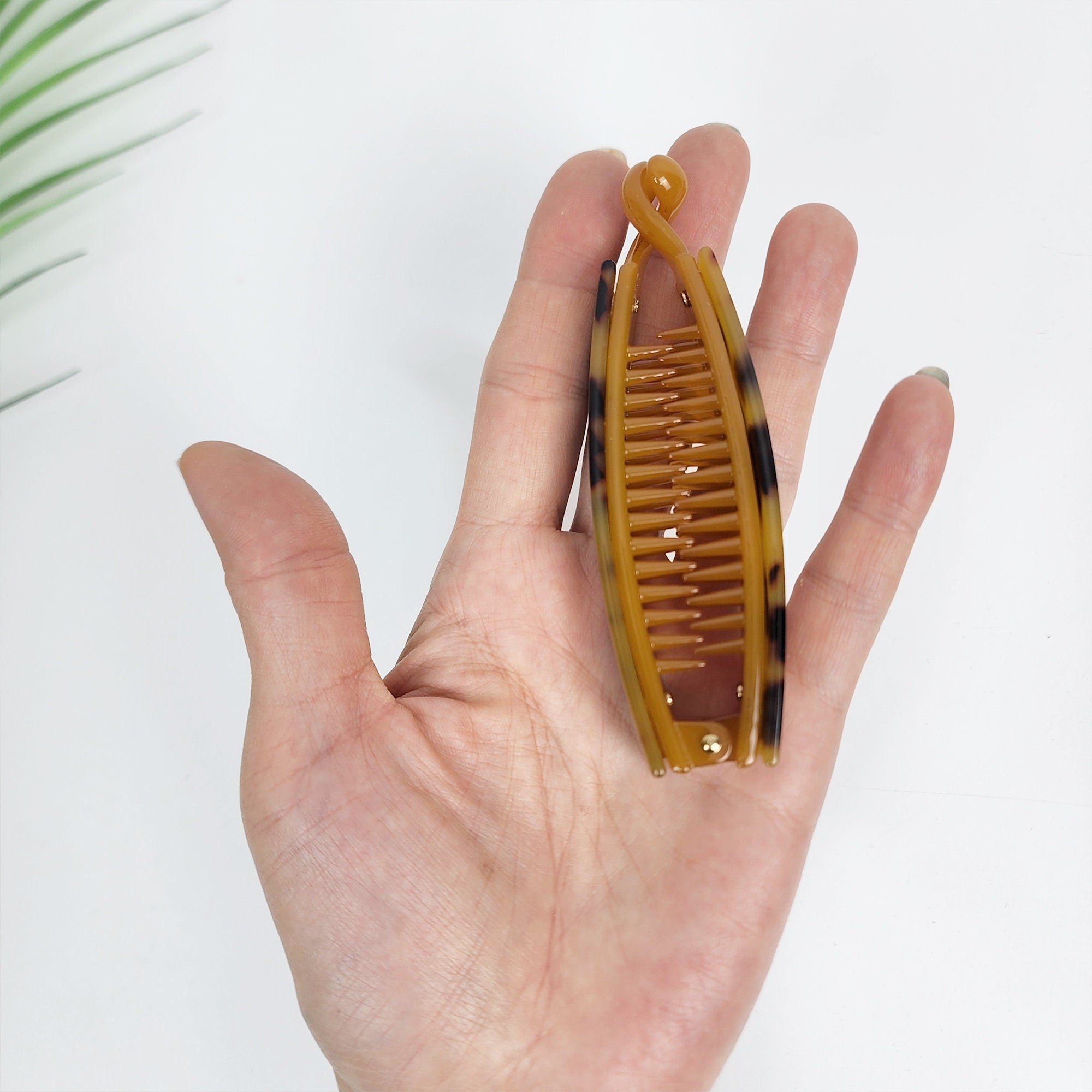 Leopard Long Square Banana Claw Clip / Simple French Hair Pin / Hair Comb Barrette for Woman