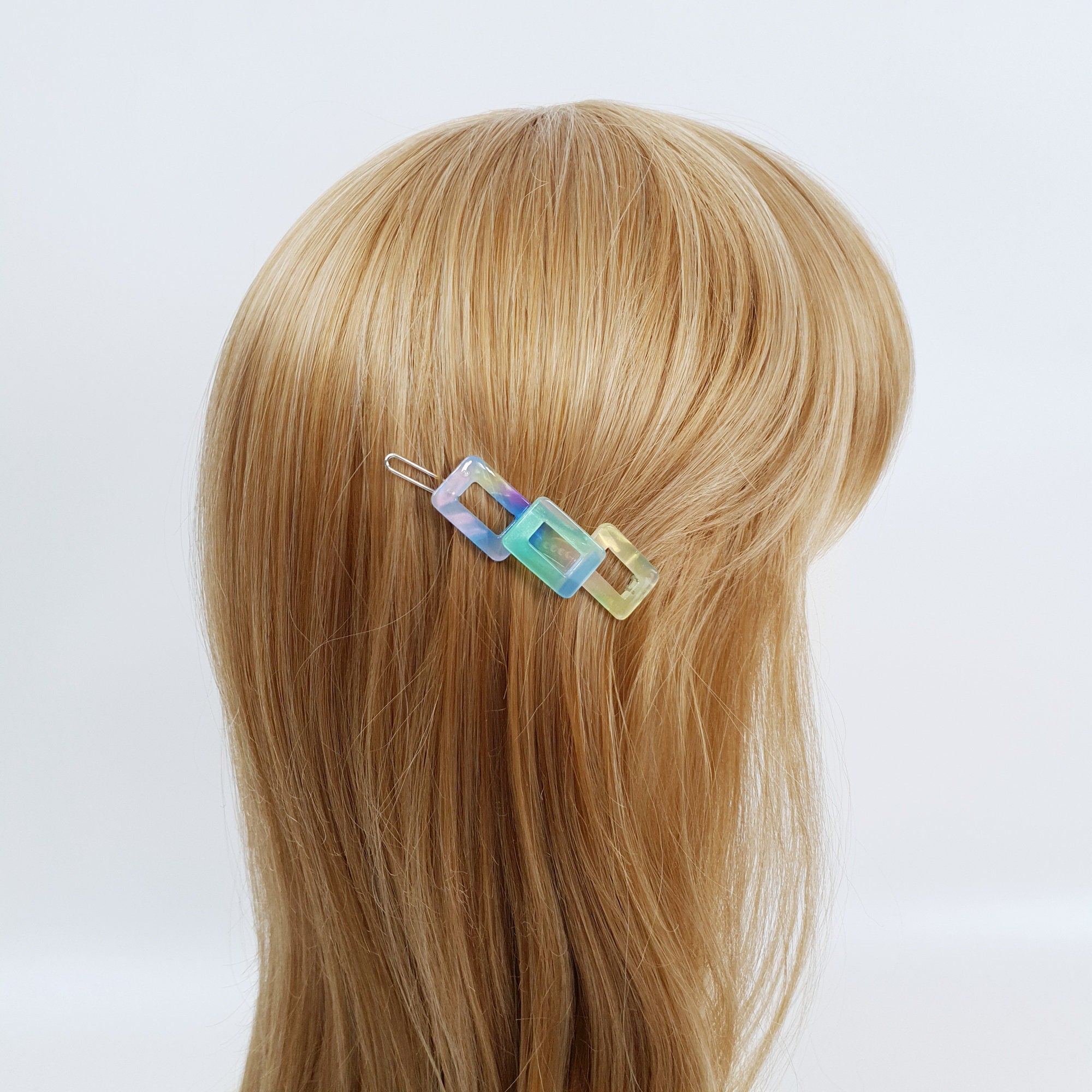 Leopard Aurora Square Chain Bobby Pin (2.4 Inch) / Vintage French Hair Pin / Hair Accessory for Woman / Bow Barrette for Thin Hair