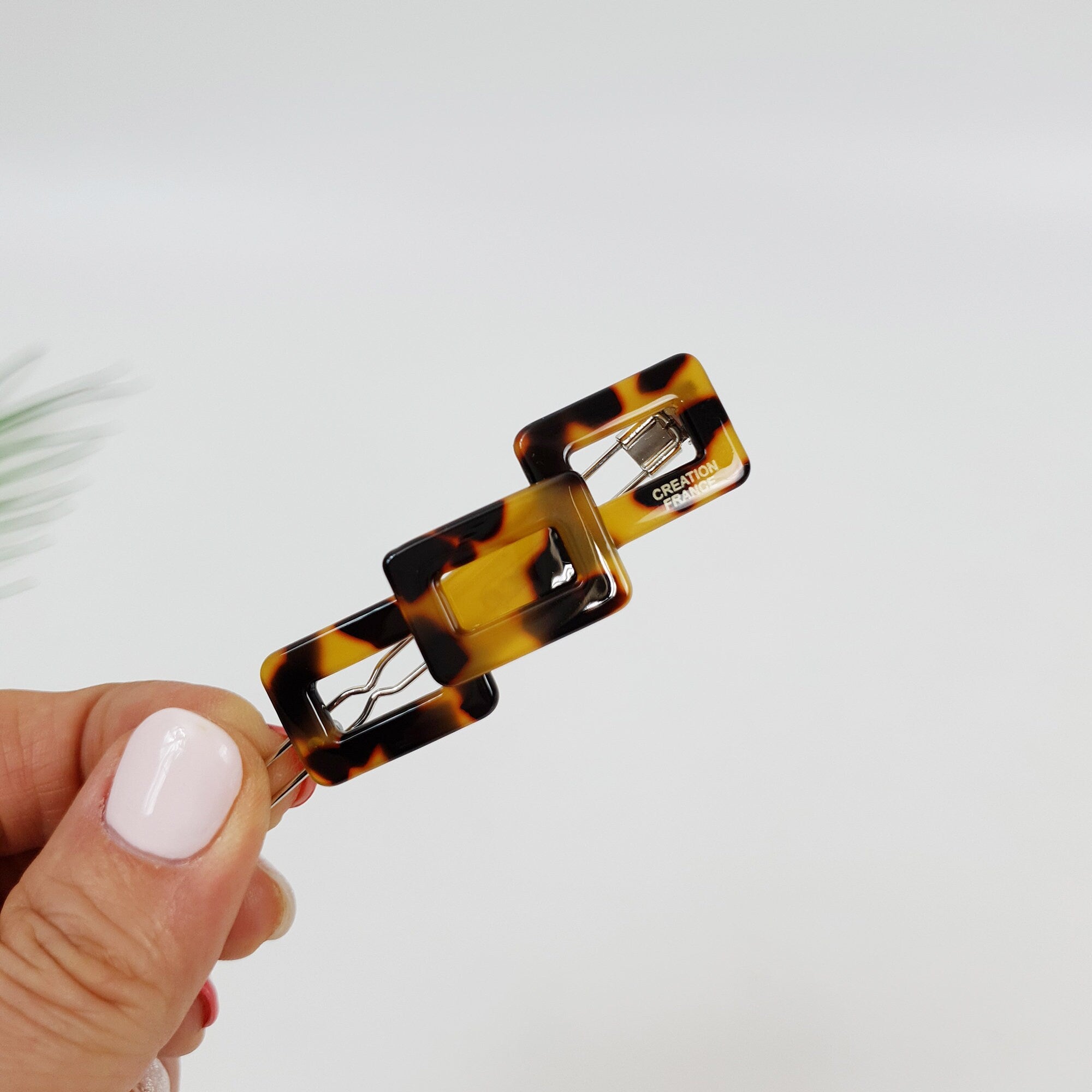 Leopard Aurora Square Chain Bobby Pin (2.4 Inch) / Vintage French Hair Pin / Hair Accessory for Woman / Bow Barrette for Thin Hair