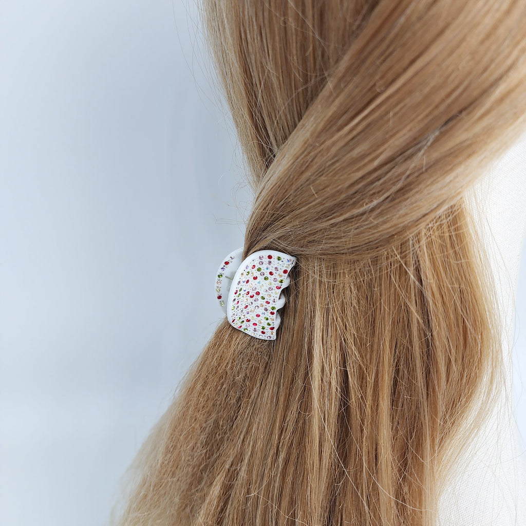 Half Moon Small Hair Clips with Cubic / Luxurious French Hair Pin / Hair Accessory for Woman / Small French Barrette for Girls