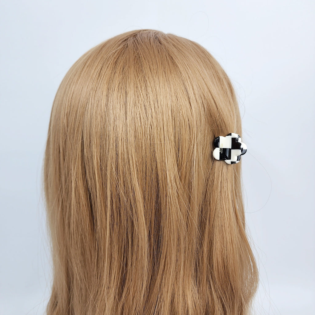 Mini Checker Hair Claw / Cellulose Small French Hair Pin / Hair Accessory for Woman / Metal Hair Pin for Girls