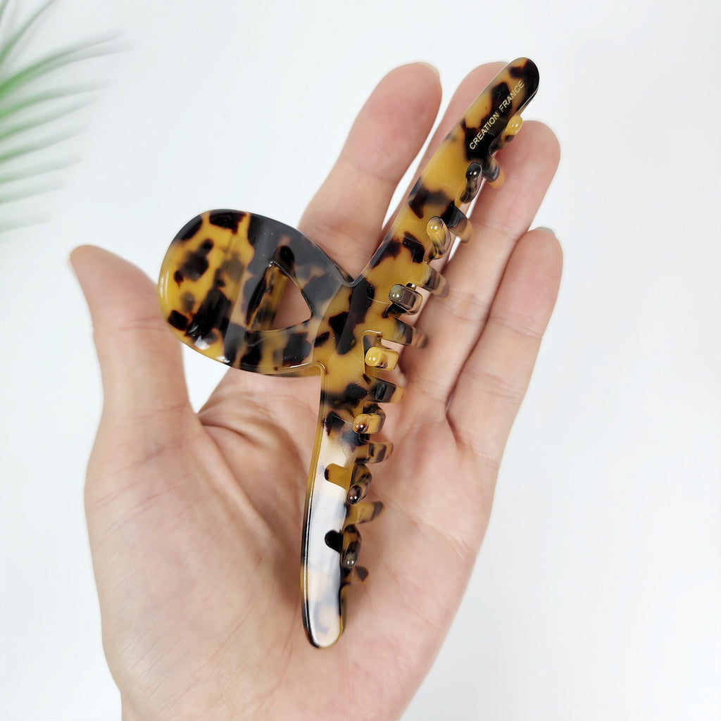Leopard Big Twist Hair Clip (5.1 Inch) / Luxurious Pure Color French Hair Pin / Hair Barrette for Woman / Large Hair Claw Clip