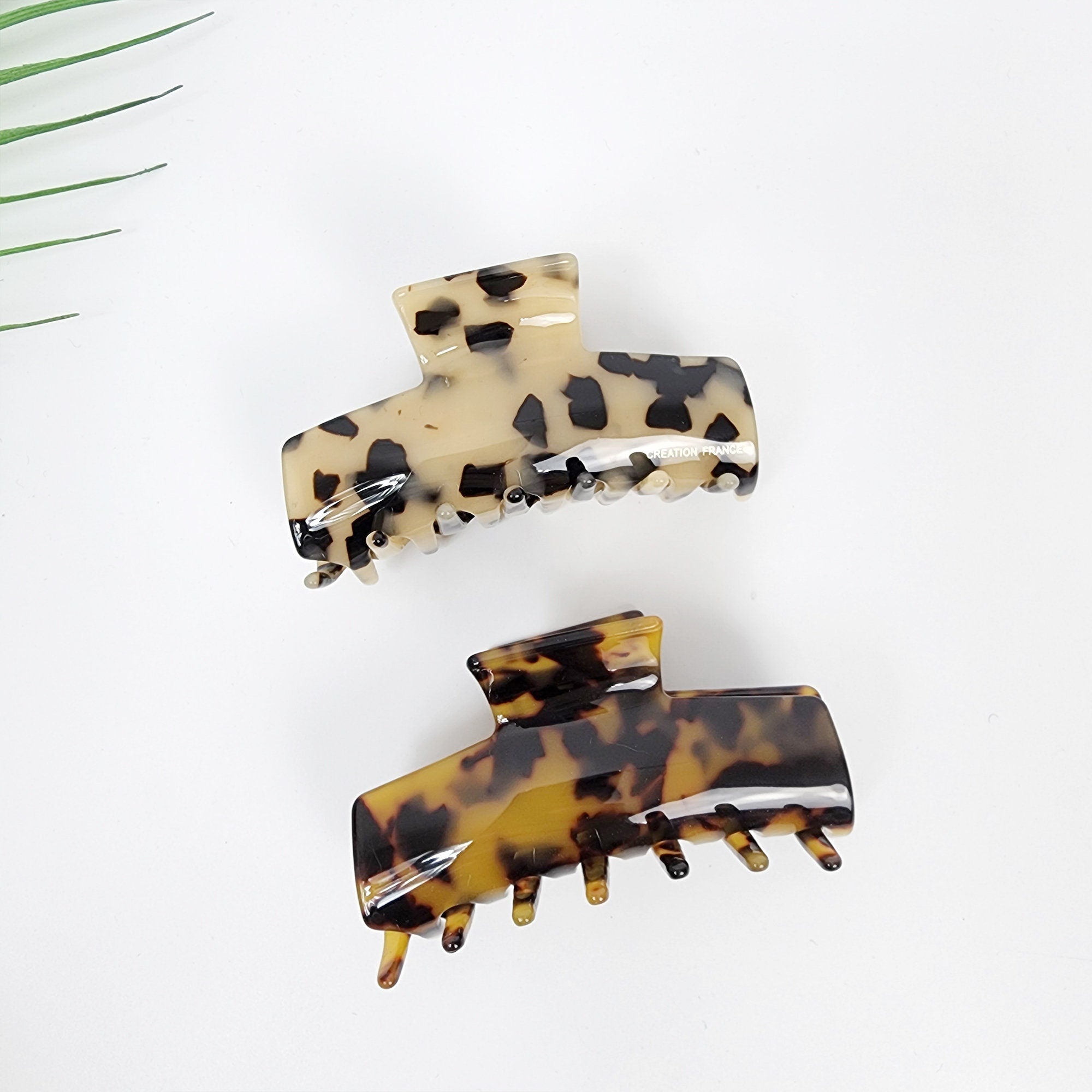 Leopard Marble Flat Hair Clip (3.3 Inch) / Tortoise Shell French Hair Pin / Hair Barrette for Woman