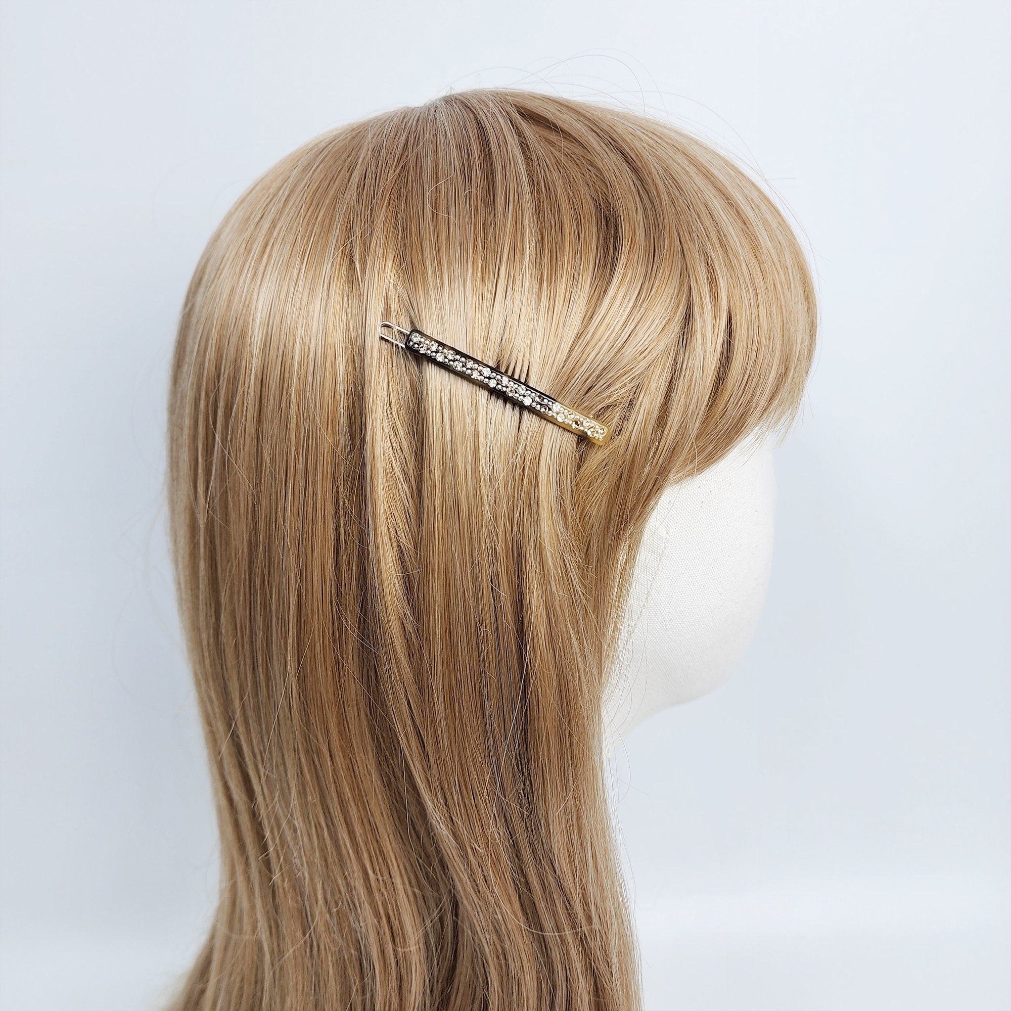 Leopard Black Cubic Mini Bobby Pin with Cubic (2.0 Inch) / Luxurious Small French Hair Pin / Hair Accessory for Woman