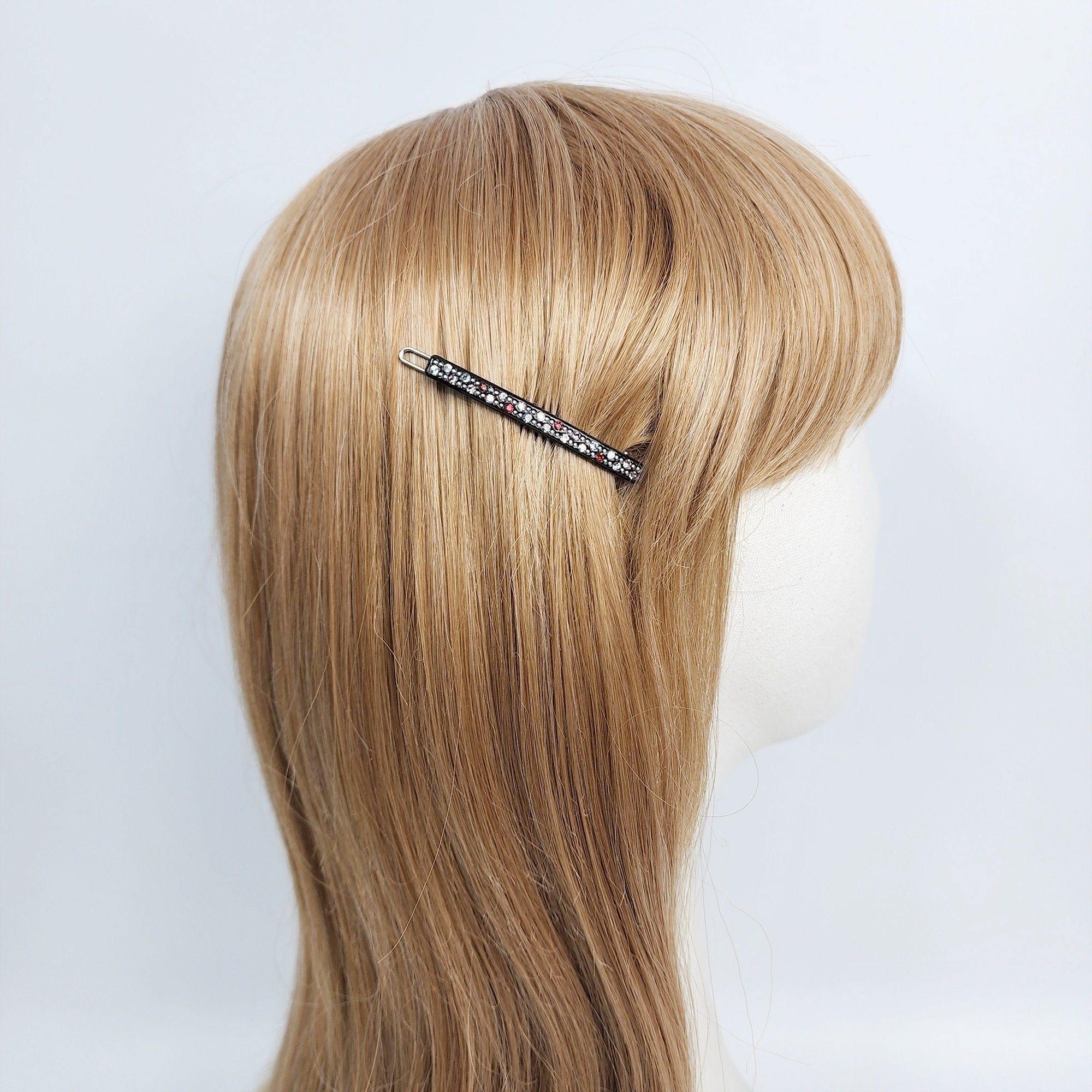Leopard Black Cubic Mini Bobby Pin with Cubic (2.0 Inch) / Luxurious Small French Hair Pin / Hair Accessory for Woman