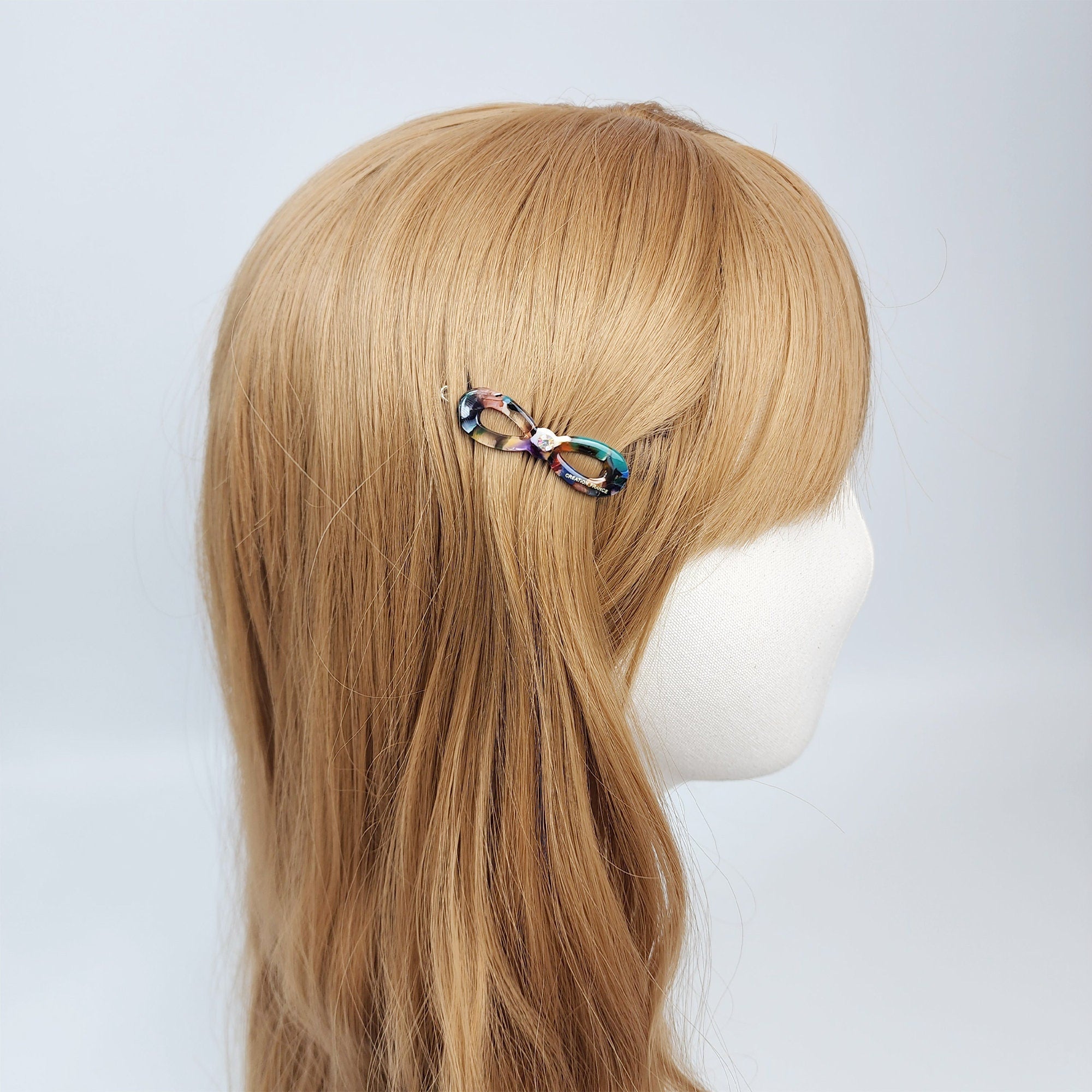 Leopard Marble Extra Mini Bobby Pin with Cubic (1.8 Inch) / Tortoise Marble French Hair Pin Clip / Hair Accessory for Woman / Bow Barrette