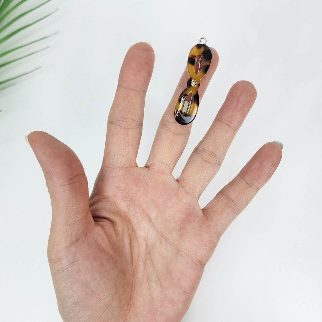 Leopard Marble Extra Mini Bobby Pin with Cubic (1.8 Inch) / Tortoise Marble French Hair Pin Clip / Hair Accessory for Woman / Bow Barrette
