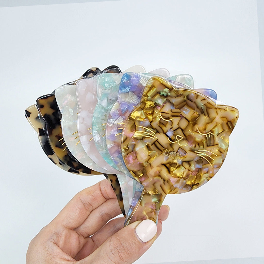 Cute Kitty Hand Held Mirror / Antique Hand Mirror / Hair Accessory for Woman