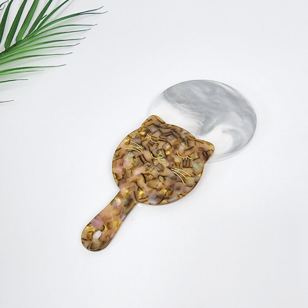 Cute Kitty Hand Held Mirror / Antique Hand Mirror / Hair Accessory for Woman