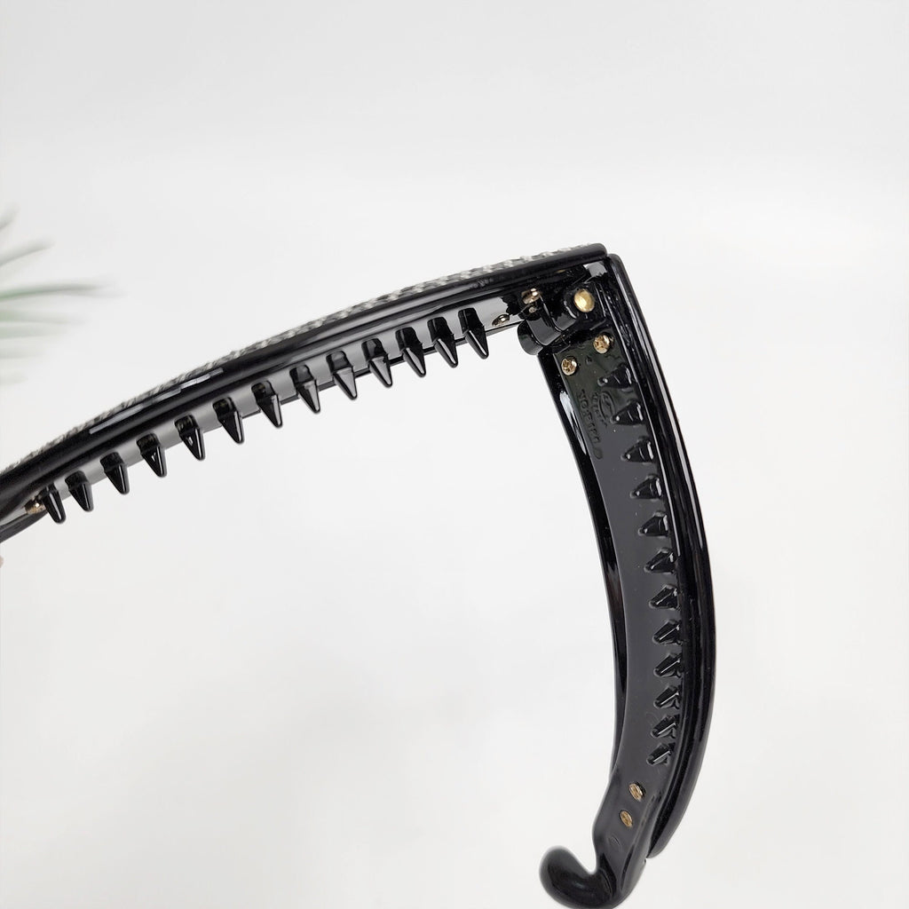 Leopard Black Basic Long Banana Clip with Cubic / Luxurious French Hair Pin / Hair Comb Barrette for Woman