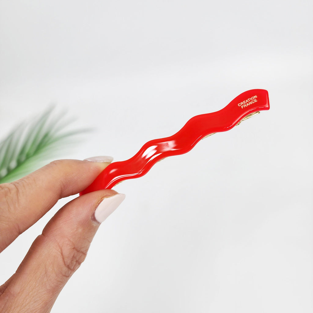 Vivid Color Wave Alligator Hair Clip (3.1 Inch) / Luxurious French Hair Pin / Hair Accessory for Woman