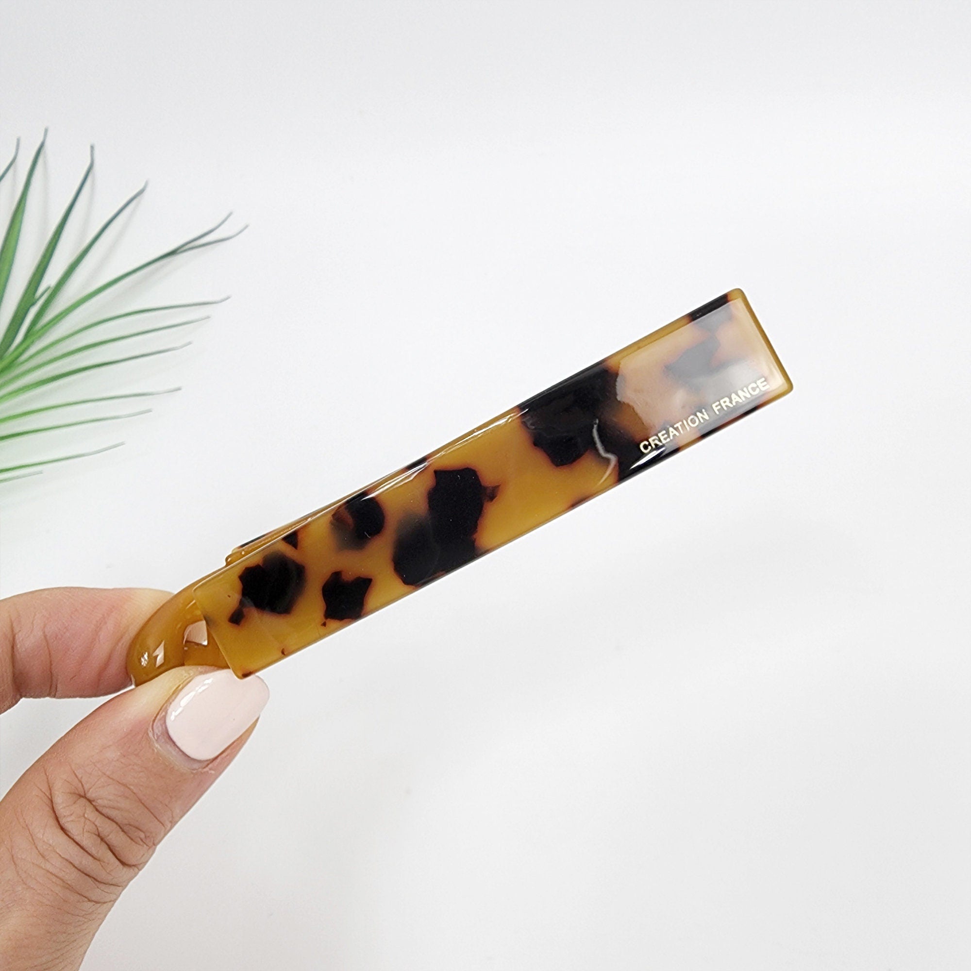 Leopard Long Square Banana Claw Clip / Simple French Hair Pin / Hair Comb Barrette for Woman