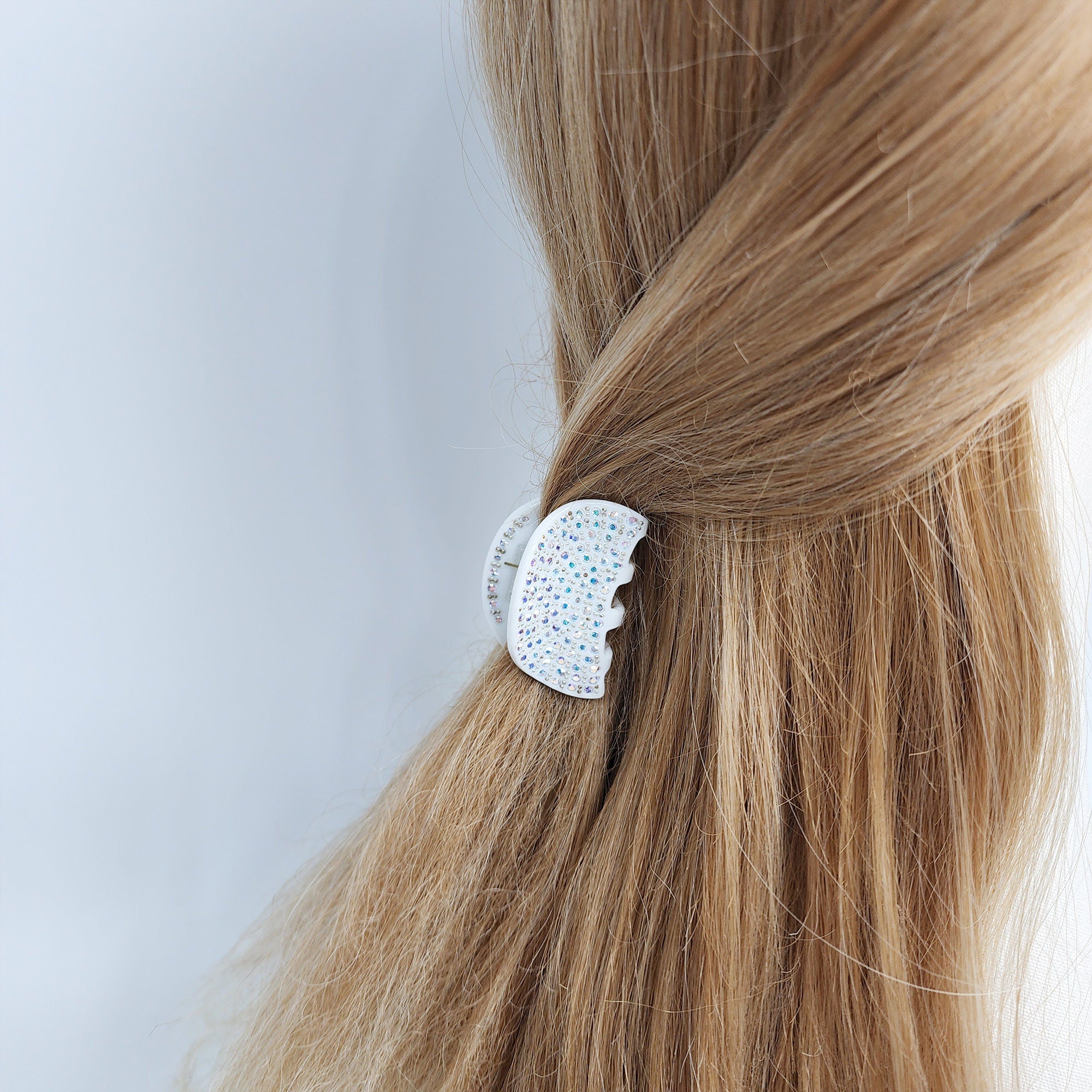 Half Moon Small Hair Clips with Cubic / Luxurious French Hair Pin / Hair Accessory for Woman / Small French Barrette for Girls