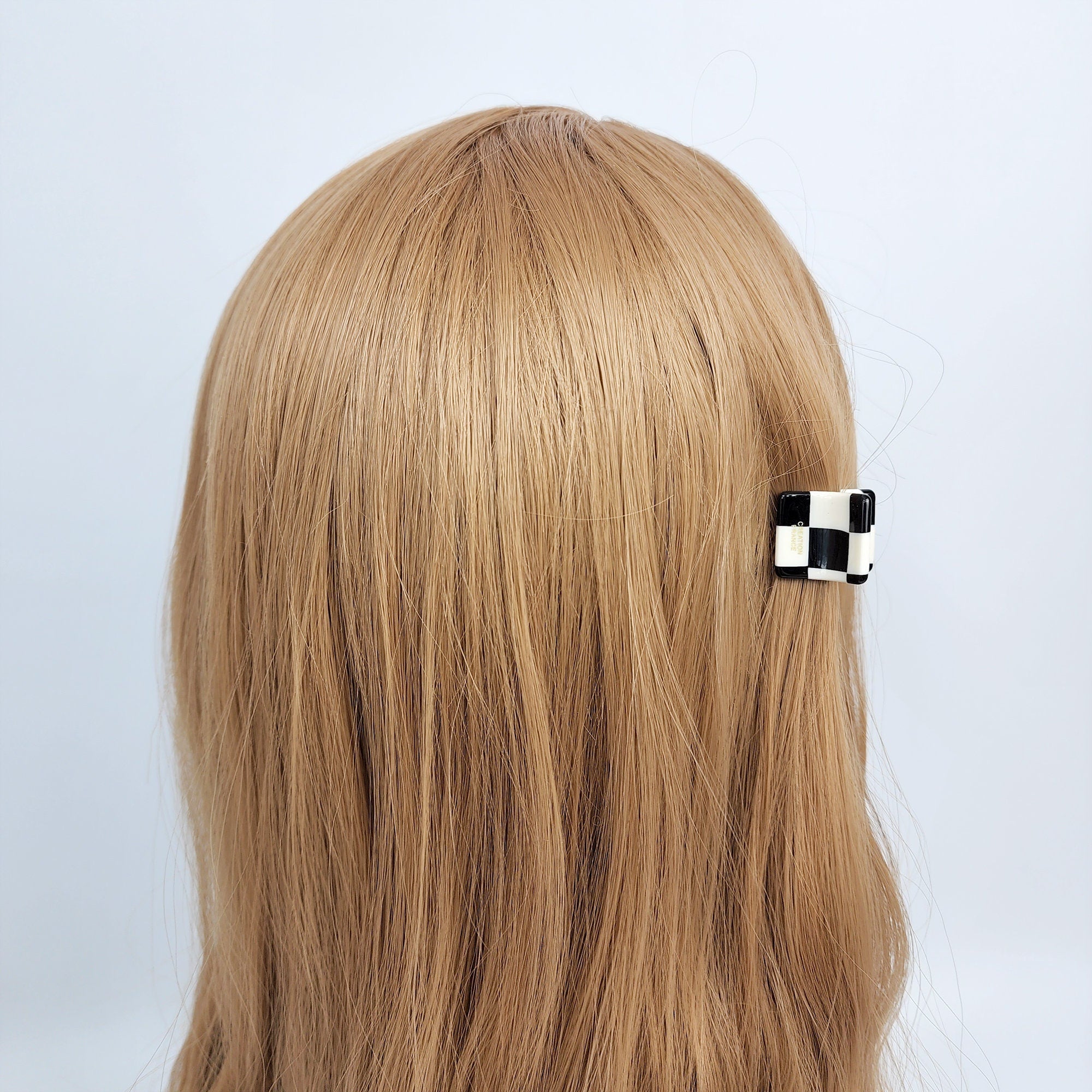 Mini Checker Hair Claw / Cellulose Small French Hair Pin / Hair Accessory for Woman / Metal Hair Pin for Girls