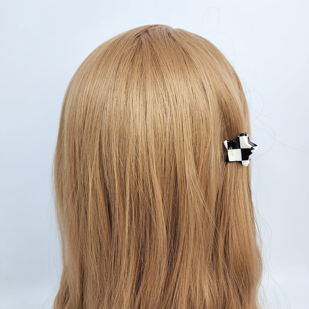 Mini Checker Hair Claw / Cellulose Small French Hair Pin / Hair Accessory for Woman / Metal Hair Pin for Girls